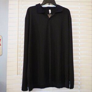 NWT Men's Fashion Brand Long Sleeve Ribbed Casual/Dress Shirt XXL Black